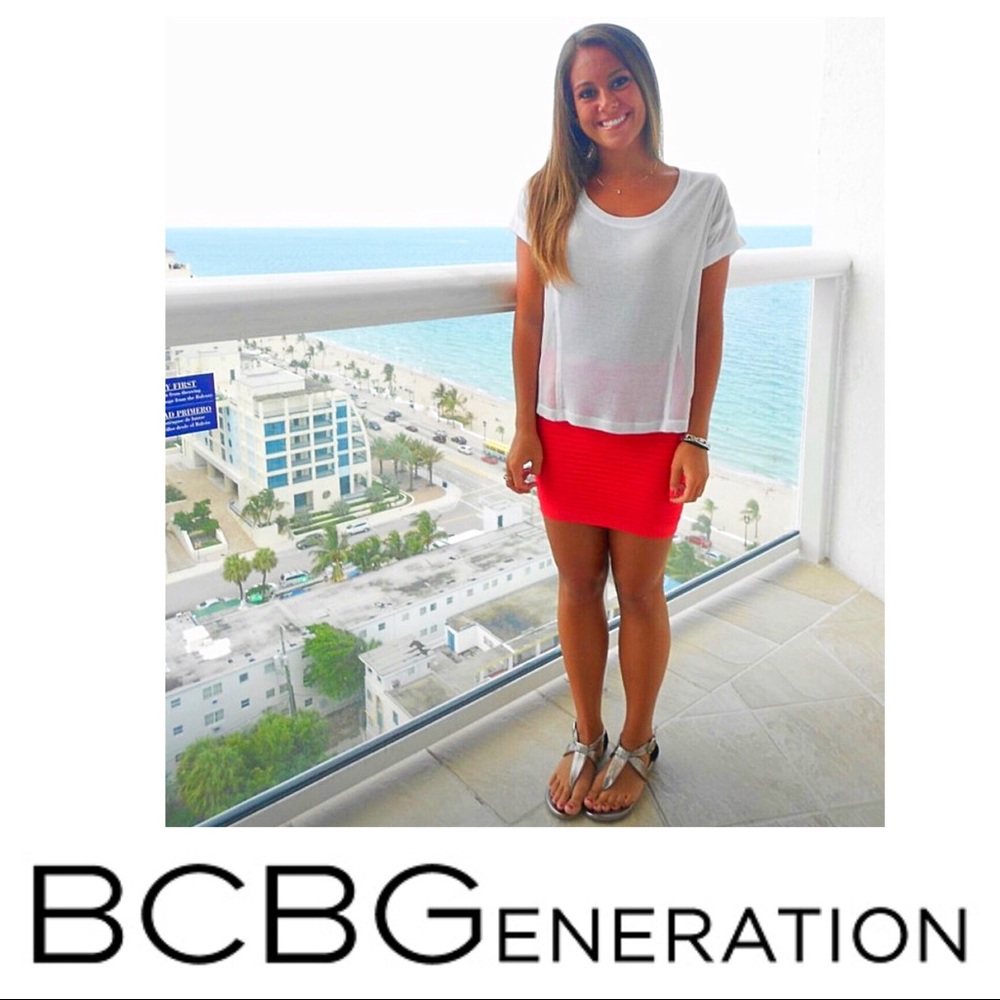 BCBGeneration bright orange BodyCon Skirt